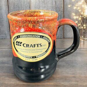 Deneen Pottery Production Training Crafts Coffee Mug Cup Red Black Drip Glaze